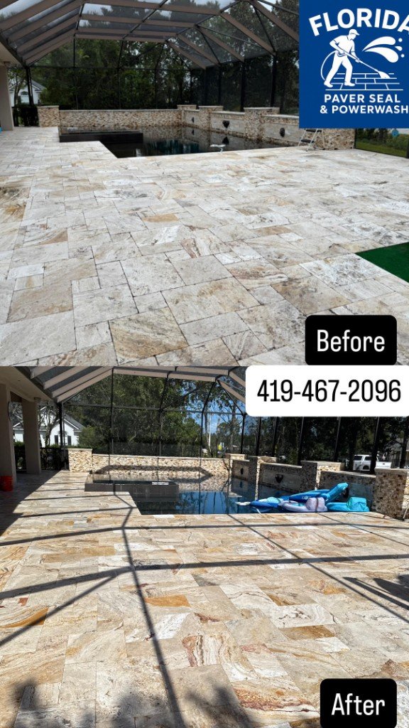 Pool deck paver sealing